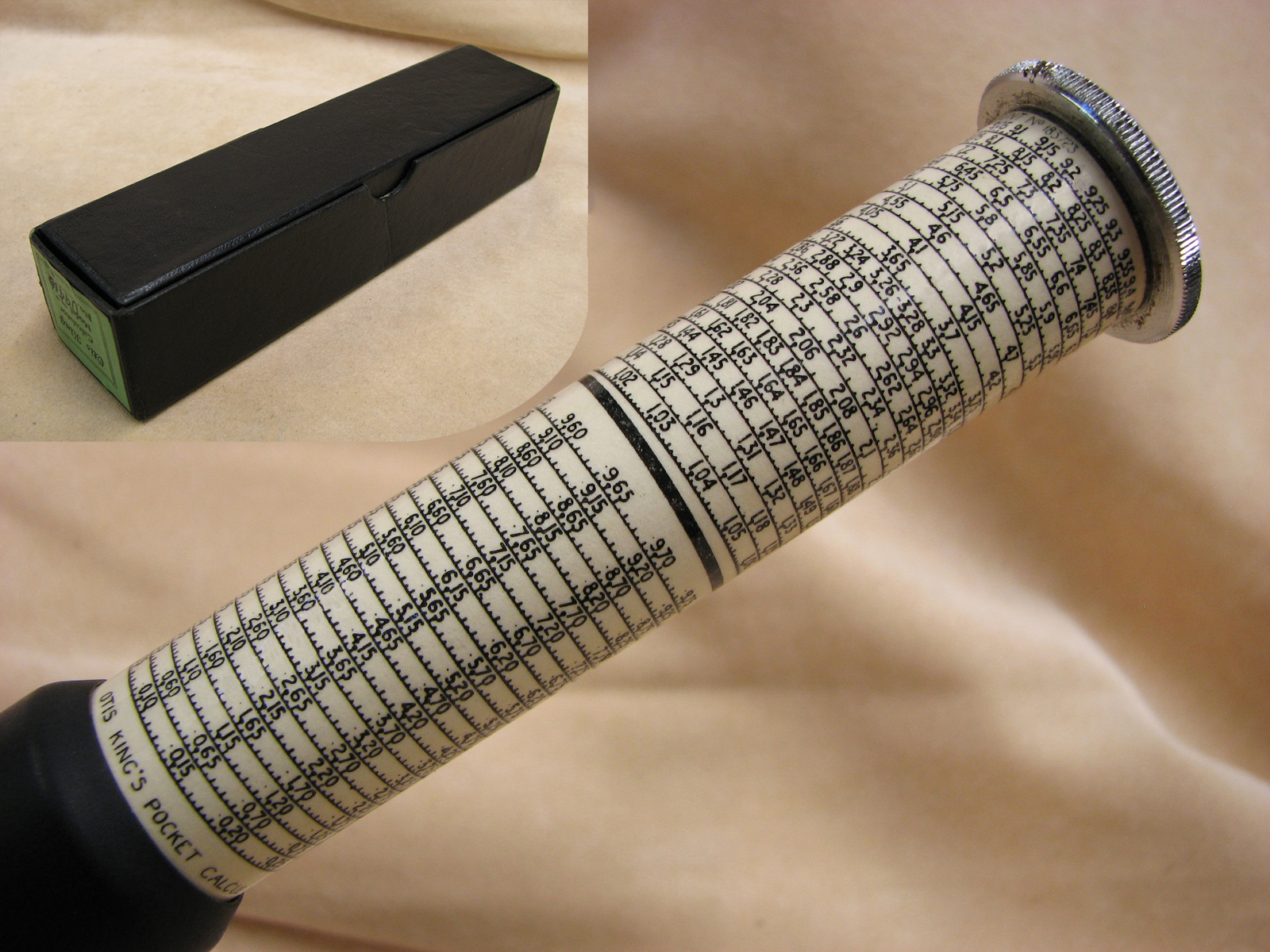 Early 1960s Otis King Model L type C cylindrical slide rule with helical scales